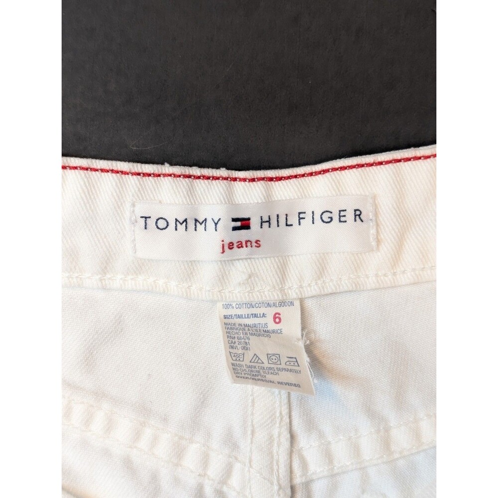 Vintage Tommy Hilfiger Size 6 Women's Cargo Carpenter White Denim Shorts - Picture 6 of 10